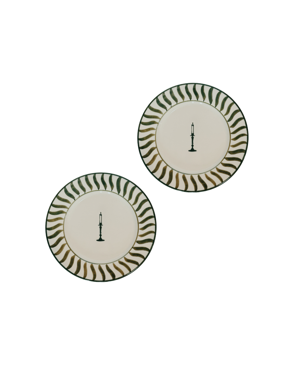 SET X 2 DESSERT PLATE NAVIDAD - GREEN