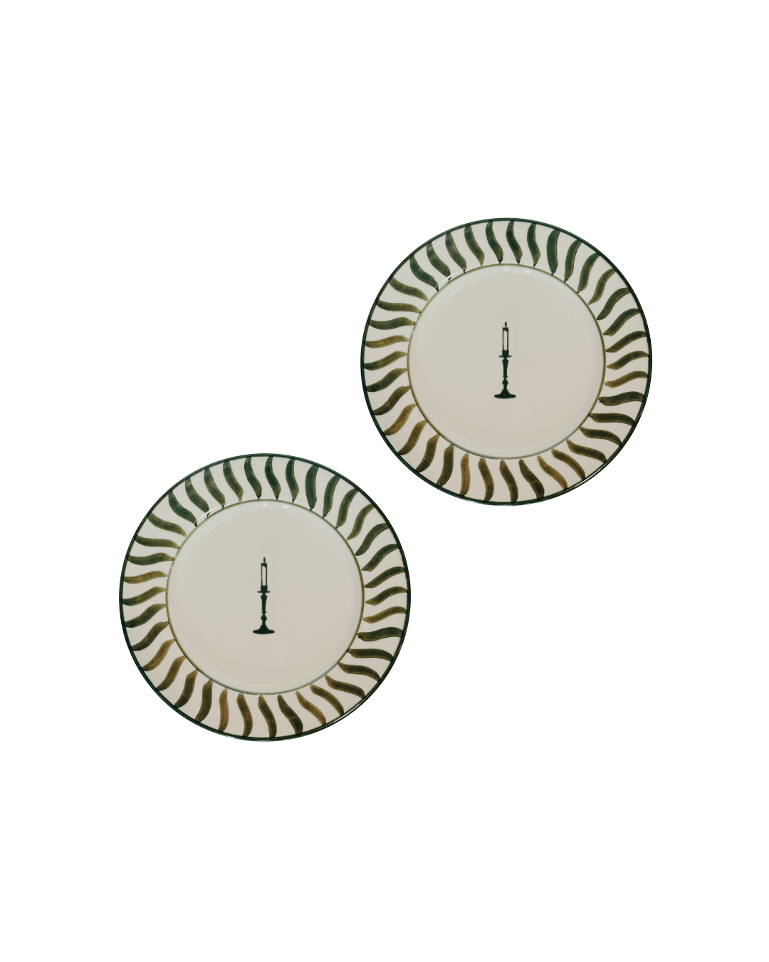 SET X 2 DESSERT PLATE NAVIDAD - GREEN