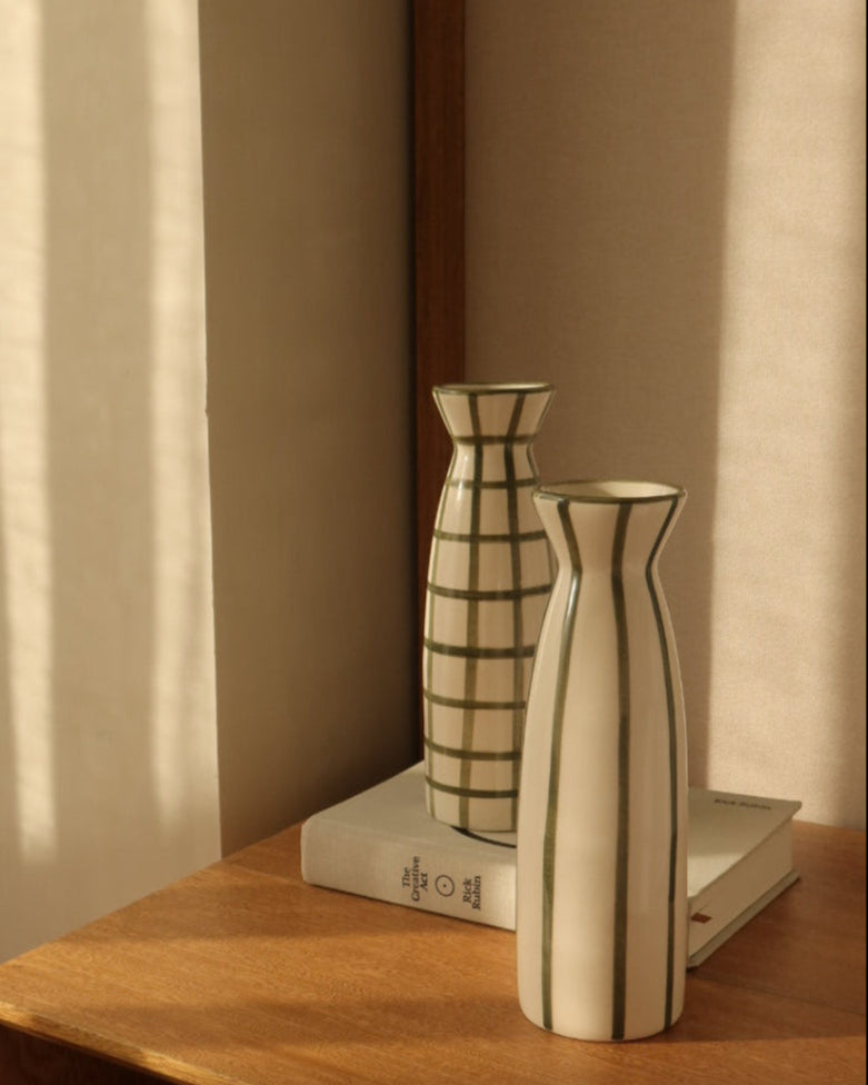 VASE - STRIPED GREEN