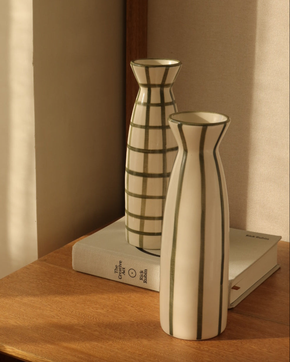 VASE - STRIPED GREEN