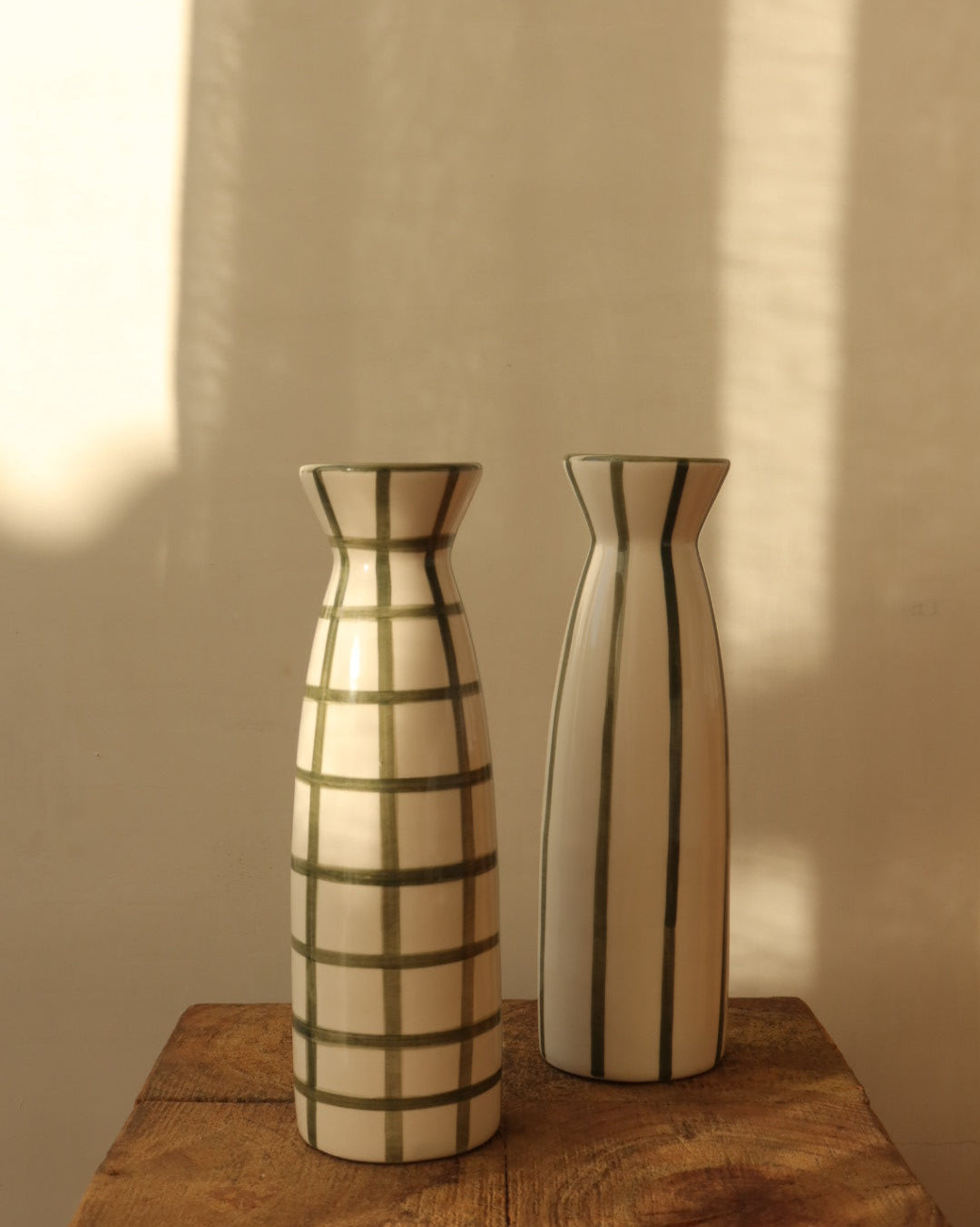 VASE - STRIPED GREEN