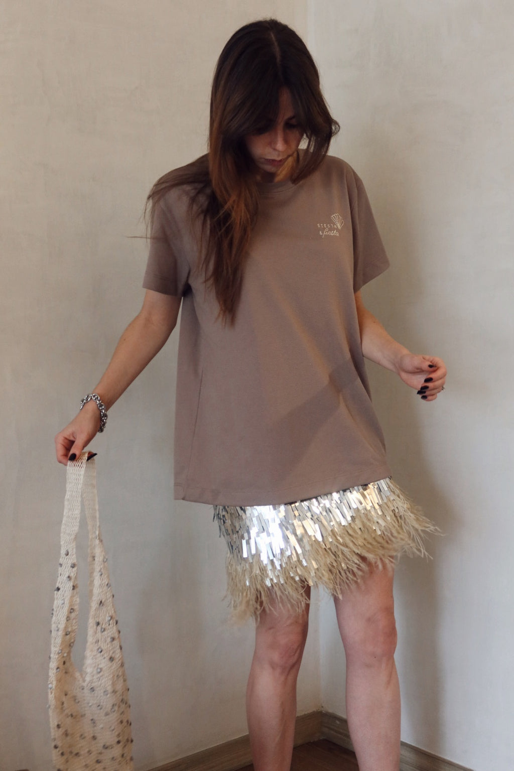 T-SHIRT 'SIESTA & FIESTA' BROWN