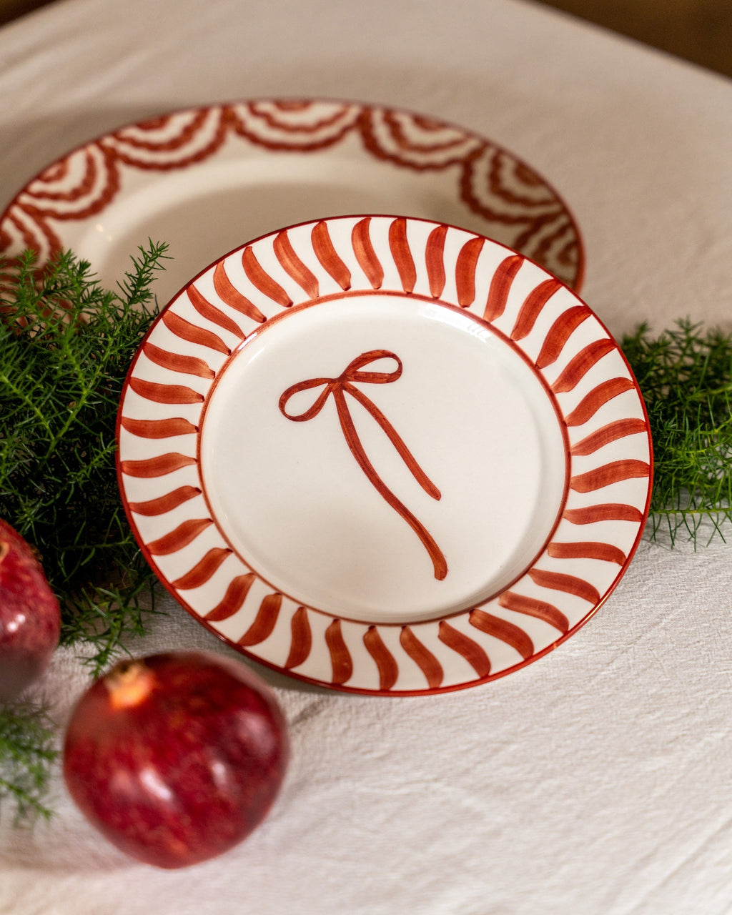 SET X 2 DESSERT PLATE NAVIDAD - RED