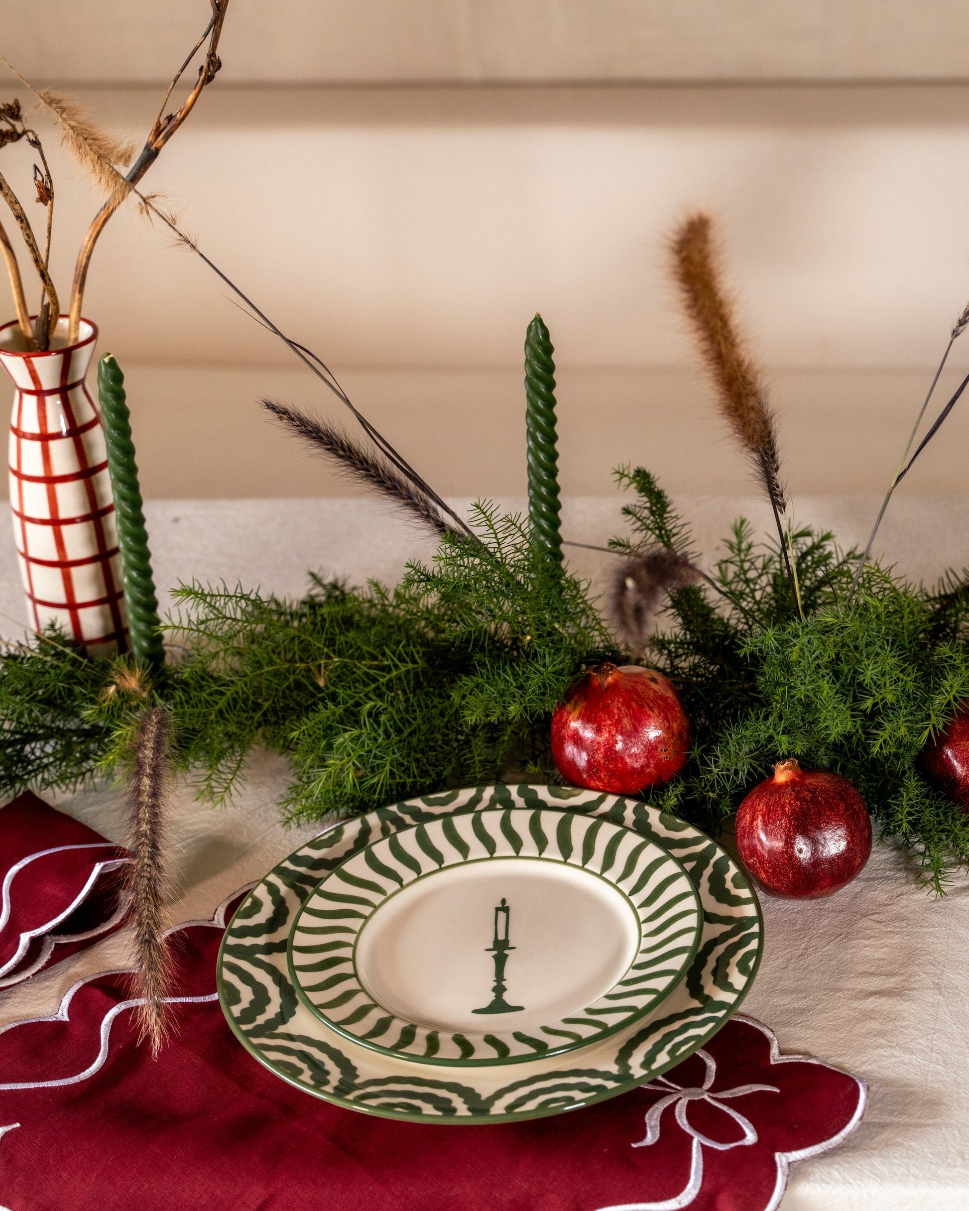 SET X2 DINNER PLATE NAVIDAD - GREEN