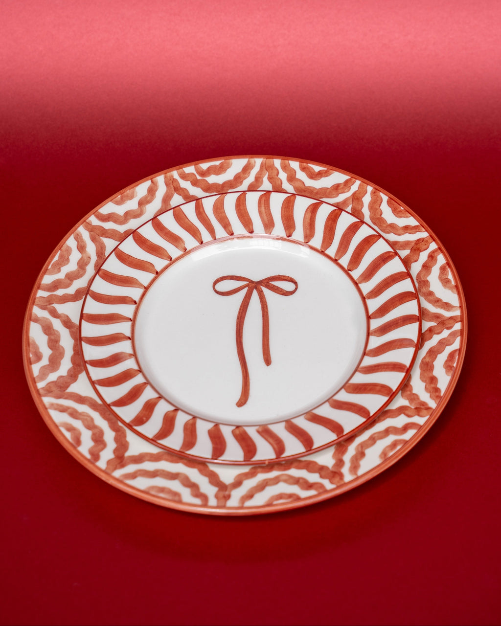 SET X 2 DESSERT PLATE NAVIDAD - RED