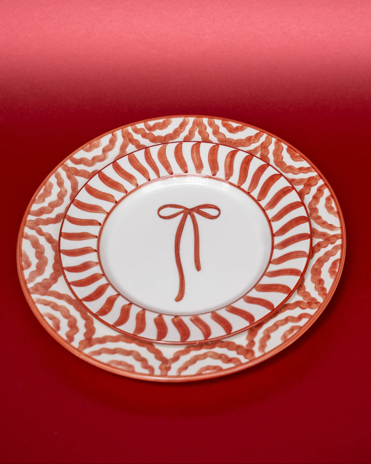 SET X 2 DESSERT PLATE NAVIDAD - RED
