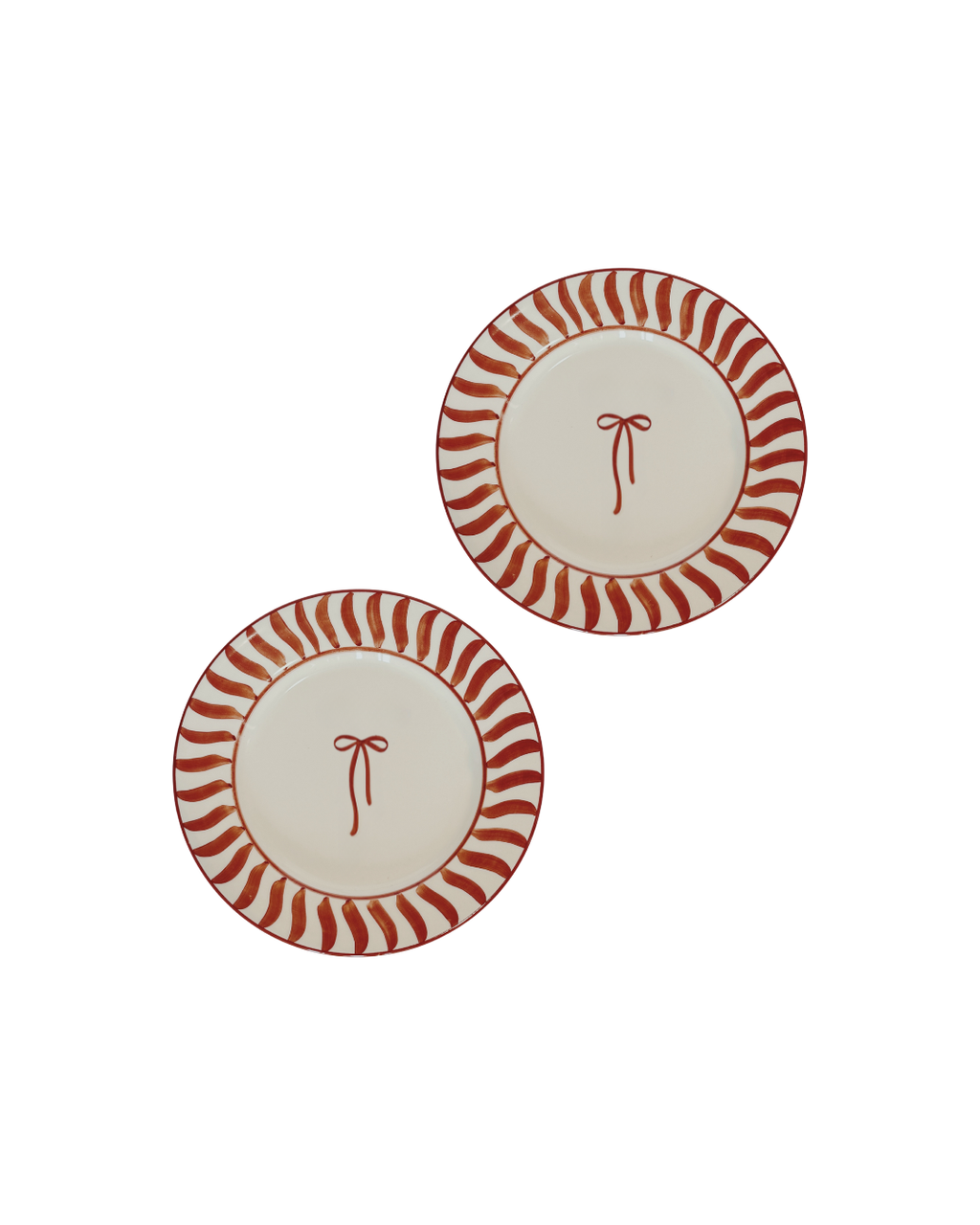 SET X 2 DESSERT PLATE NAVIDAD - RED