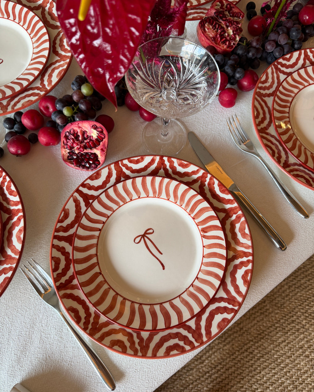 SET X 2 DESSERT PLATE NAVIDAD - RED